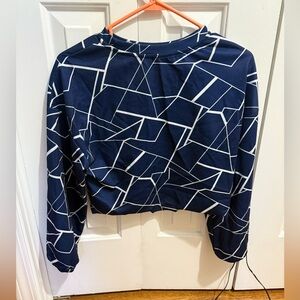 Navy Geometric Print Women's Top